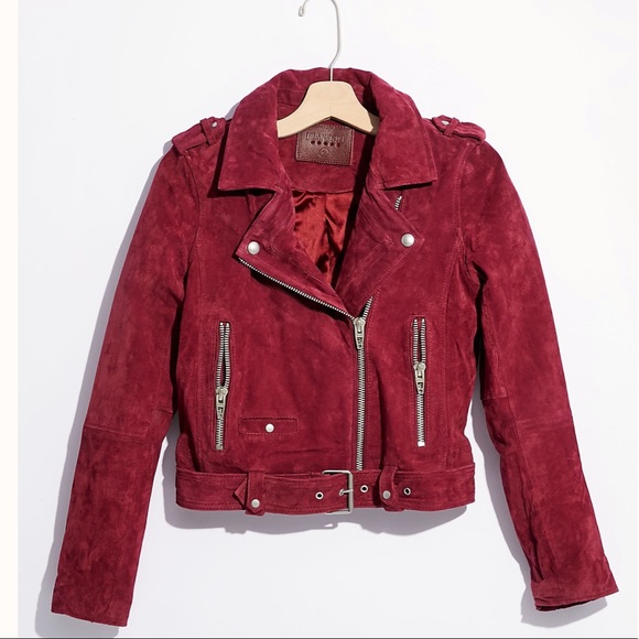 berry suede jacket